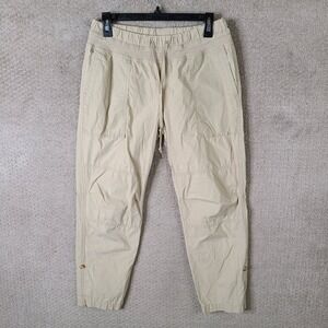 Nautica Jeans Pants Womens XS Khaki Cargo Crop Elastic Waist Drawstring Roll Up
